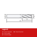 Widin Carbide Roughing End Mill For Aluminium & Non-Ferrous - 38Â° Helix - 4mm x 10mm