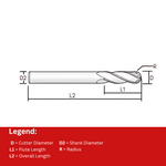 Widin Carbide End Mill For Mold & Die - 4 Flute Ball Nose - 6mm