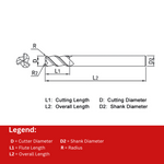 Widin Carbide Corner Radius End Mill For Mold & Die - 3 Flute - 6mm x R0.5