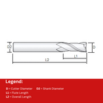Widin Carbide Square End Mill For Mold & Die - 2 Flute for Powerful Cutting - 0.4mmx 0.4mm