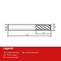 Widin Carbide Square End Mill For Mold & Die - 6 Flute High Helix (45Â°) - 6mm x30mm x 80mm thumbnail 2