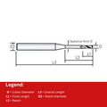 Widin Carbide Square End Mill For Mold & Die - 4 Flute Long Neck - 1mm x 2mm thumbnail 2