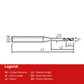 Widin End Mill 2 Flute Rib Processing Carbide Square Edge (ESRE712001003) - 0.1mmx 0.3mm thumbnail 2