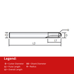 Widin Carbide End Mill For Mold & Die - 2 Flute Straight Ball - 4mm