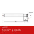 Widin Carbide Corner Radius End Mill For Mold & Die - 4 Flute High Feed Rate - 1mmx 50mm x R0.1 thumbnail 2