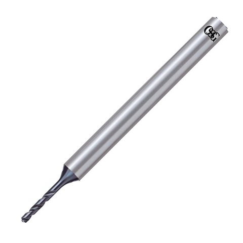 OSG Micro Carbide Drill - Micro Spiral - TiAlN Coated - 0.21mm