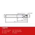 Widin Carbide Corner Radius End Mill For Mold & Die - Variable Index 4 Flute - 1mmx 3mm X R0.05 thumbnail 2