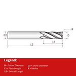 Widin Carbide Corner Radius End Mill For Stainless & Exotics - 4 Flute Double Core- Variable Helix - 6mm x R1.0