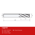 Widin Carbide End Mill For Stainless & Exotics - 4 Flute Variable Helix Square Edge - 1mm thumbnail 2