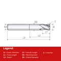 Widin Carbide End Mill For Stainless & Exotics - 4 Flute Variable Helix LongShank - Square Edge - 6mm thumbnail 2