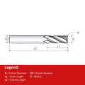 Widin Carbide Corner Radius End Mill For Stainless & Exotics - 4 Flute Variable Helix - 2mm x R0.1 thumbnail 2