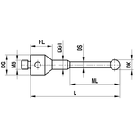 ITP Straight Styli - Type C - Ruby Ball - M5 Thread x 44mm Overall Length - FHM502011044