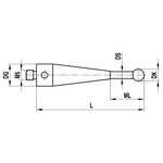ITP Straight Styli - Type E - Ruby Ball - M5 Thread x 55mm Overall Length - FTM503511055