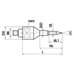 ITP Straight Styli - Type K - M6 Thread x 47mm Overall Length - IHM603016047