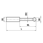 ITP Straight Styli - Type T - Ruby Ball - Without Thread x 15.5mm Overall Length - KTM500501015