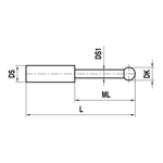ITP Straight Styli - Type T - Ruby Ball - Without Thread x 16mm Overall Length - KTM501001016