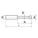 ITP Straight Styli - Type T - Ruby Ball - Without Thread x 34.5mm Overall Length - KTM501002034