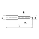 ITP Straight Styli - Type T - Ruby Ball - Without Thread x 60.5mm Overall Length - KTM501004060