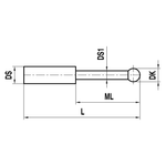 ITP Straight Styli - Type T - Ruby Ball - Without Thread x 22.75mm Overall Length - KTM501502022