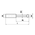 ITP Straight Styli - Type T - Ruby Ball - Without Thread x 35.75mm Overall Length - KTM501504035