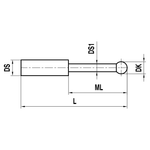 ITP Straight Styli - Type T - Ruby Ball - Without Thread x 61.5mm Overall Length - KTM503004061