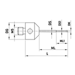ITP Straight Styli - Type B - Ruby Ball - M5 Thread x 21.8mm Overall Length - NHM500311021