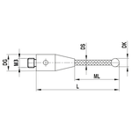 ITP Straight Styli - Type A - Diamond Coated Ball - M3 XXT Thread x 75mm Overall Length - TCM3DC5005075