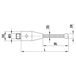 ITP Straight Styli - Type A - Silicon Nitride Ball - M3 XXT Thread x 33mm Overall Length - TCM3S3005033/K