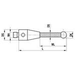 ITP Straight Styli - Type A - Ruby Ball - M4 Thread x 103mm Overall Length - TCM406007103