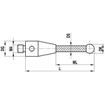 ITP Straight Styli - Type A - Silicon Nitride Ball - M4 Thread x 153mm Overall Length - TCM4S6007153