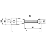 ITP Straight Styli - Type A - Silicon Nitride Ball - M4 Thread x 303mm Overall Length - TCM4S6007303