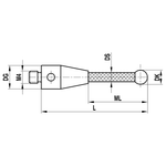 ITP Straight Styli - Type A - Zirconium Oxide Ball - M4 Thread x 53mm Overall Length - TCM4Z6007053