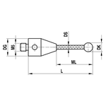 ITP Straight Styli - Type A - Ruby Ball - M5 Thread x 41.5mm Overall Length - TCM503010041