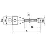 ITP Straight Styli - Type A - Ruby Ball - M5 Thread x 101.5mm Overall Length - TCM503010101