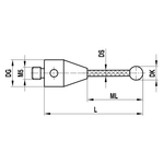 ITP Straight Styli - Type A - Ruby Ball - M5 Thread x 22.5mm Overall Length - TCM505010022