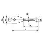 ITP Straight Styli - Type A - Ruby Ball - M5 Thread x 77.5mm Overall Length - TCM505010077