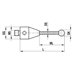 ITP Straight Styli - Type A - Ruby Ball - M5 Thread x 78mm Overall Length - TCM506010078