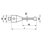 ITP Straight Styli - Type A - Ruby Ball - M5 Thread x 104mm Overall Length - TCM508010104