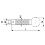 ITP Straight Styli - Type J - Ceramic Ball - M5 Thread x 400mm Overall Length - TCM518011400