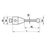 ITP Straight Styli - Type A - Silicon Nitride Ball - M5 Thread x 118mm Overall Length - TCM5S10011118