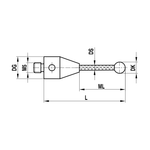 ITP Straight Styli - Type A - Silicon Nitride Ball - M5 Thread x 100mm Overall Length - TCM5S5011100