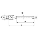 ITP Straight Styli - Type A - Diamond Coated Ball - M3 XXT Thread x 30mm Overall Length - THM3DC1505030