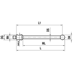 ITP Straight Styli - Type A - Ruby Ball - M4 Thread x 153.5mm Overall Length - THM407007150