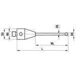 ITP Straight Styli - Type A - Ruby Ball - M5 Thread x 61mm Overall Length - THM502012060
