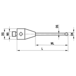 ITP Straight Styli - Type A - Ruby Ball - M5 Thread x 57mm Overall Length - THM504012055