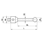 ITP Straight Styli - Type A - Ruby Ball - M5 Thread x 30mm Overall Length - THM505011030