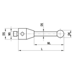 ITP Straight Styli - Type A - Diamond Coated Ball - M5 Thread x 118mm Overall Length - THM5DC10011118