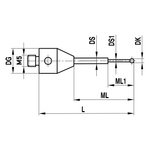 ITP Straight Styli - Type B - Diamond Coated Ball - M5 Thread x 30mm Overall Length - THM5DC1011030