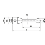ITP Straight Styli - Type A - Silicon Nitride Ball - M5 Thread x 25mm Overall Length - THM5S3011025