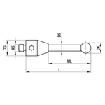 ITP Straight Styli - Type A - Silicon Nitride Ball - M5 Thread x 50mm Overall Length - THM5S3011050
